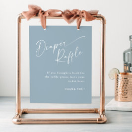 Modern skribentblöjning Raffle Blue Baby Shower Poster