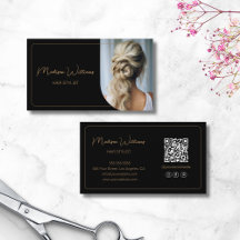 Modern skribentfoto QR Hair Stylist Black Guld
