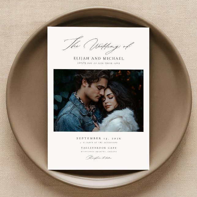Modern skribentinbjudan till Rustic Elegance Weddi Inbjudningar (Skapare uppladdad)