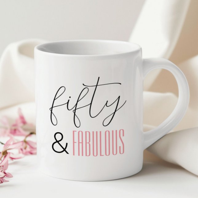 Modern skrift 50 och Fabulous 50:e födelsedag Kaffemugg (Skapare uppladdad)