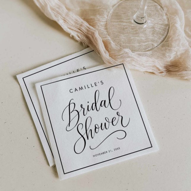 Modern Skrift Bröllopsdusch Pappersservett (Modern Script Bridal Shower Napkins)