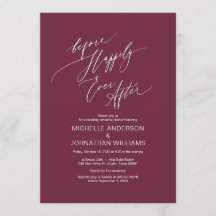 Modern skrift, burgundy, Bröllop Rehearsal Middag
