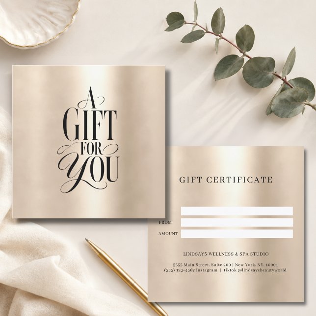Modern Skrift Font Guld Företag Gåvobrev (Modern Script Font Business Gold Gift Certificate)