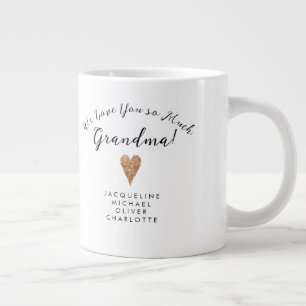 Modern skrift Grandma Ro Guld Heart w Namn Jumbo Mugg