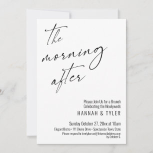 Modern skrift morgonen efter Bröllop Brunch Inbjudningar