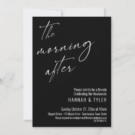 Modern skrift morgonen efter Brunch Black Inbjudningar