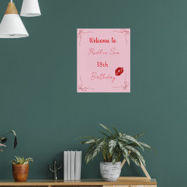 Modern Skrift Sassy Rosa Födelsedagsbåge Välkommen Poster