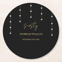 Modern skrift, svart och Guld Party Underlägg Papper Rund