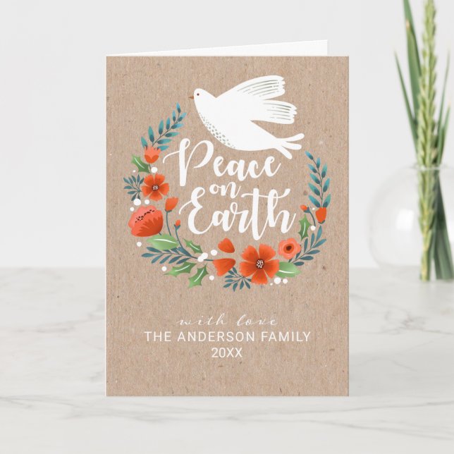 Modern skrift Typografi Peace on Earth Jul Helgkort (Framsida)
