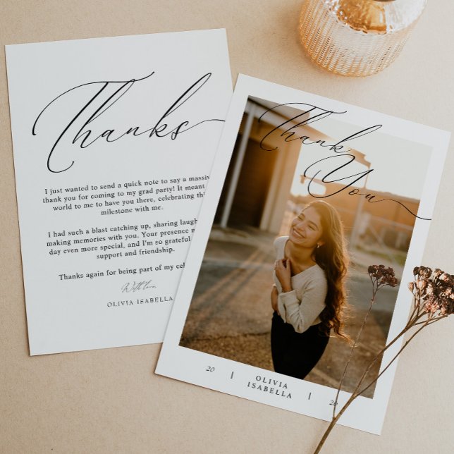 Modern skrifttypografi fotoexamen tack kort (Skapare uppladdad)