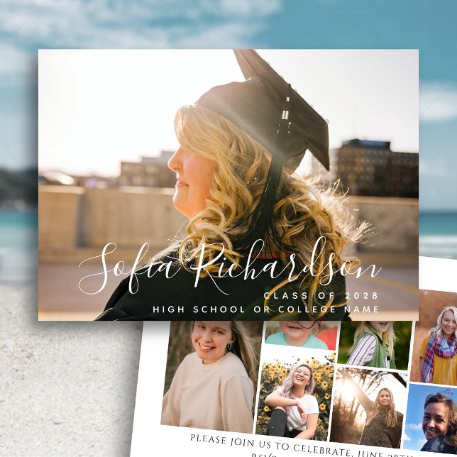 Modern skript 8 - fotosamling enkel Studenten Inbjudningar (Skapare uppladdad)