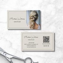 Modern Skript Anpassad Foto QR Frisörstylist