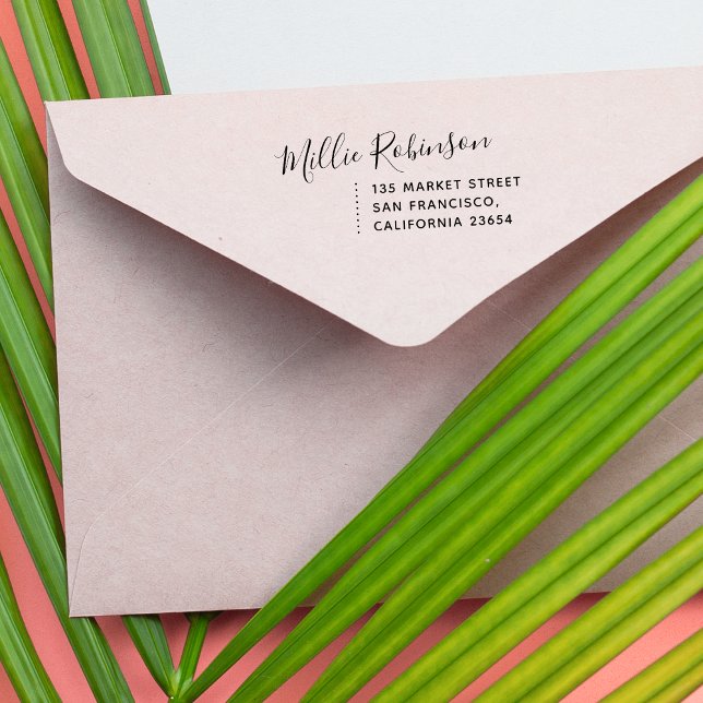 Modern skript | Anpassat namn och Returadress Självfärgande Stämpel (Skapare uppladdad)