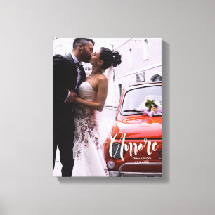 Modern skript - Anpassningsbar Foto, Namn och datu Canvastryck