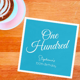 Modern skript Aqua Blue 100:e födelsedagen Pappersservett
