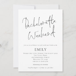 Modern skript Bachelorette Helg Itinerary Inbjudningar