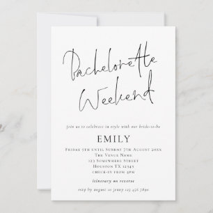 Modern skript Bachelorette Helg Itinerary Inbjudningar