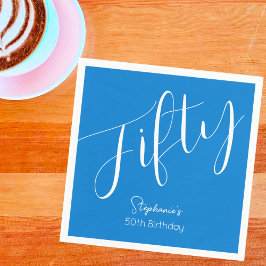Modern skript blå 50:e födelsedagen pappersservett