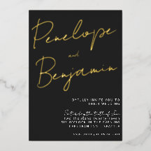 Modern skript Black White Guld Elegant bröllop