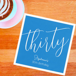 Modern skript Blått 30års födelsedag Party Pappersservett