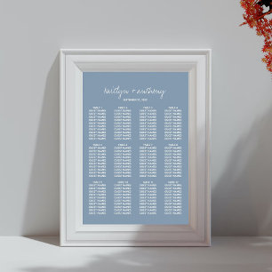 Modern skript - blått minimalistiskt Bröllop Poster