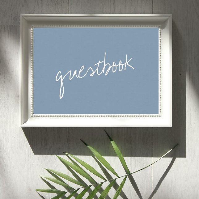 Modern skript - blått minimalistiskt Bröllop Poster (Skapare uppladdad)