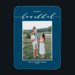 Modern skript Blue Lycklig Hanukkah Photo Magnet<br><div class="desc">Lycklig Hanukkah! Skicka Hanukkah önskemål till familj och vänner med anpassadets kalligrafi Hanukkah magnet. Den har kalligrafi av eleganten och enkel typografi. Anpassa genom att lägga till namn och ett foto. Denna elegant finns Lycklig Hanukkah-magnet på andra kardbestånd.</div>