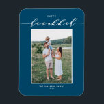 Modern skript Blue Lycklig Hanukkah Photo Magnet<br><div class="desc">Lycklig Hanukkah! Skicka Hanukkah önskemål till familj och vänner med anpassadets kalligrafi Hanukkah magnet. Den har kalligrafi av eleganten och enkel typografi. Anpassa genom att lägga till namn och ett foto. Denna elegant finns Lycklig Hanukkah-magnet på andra kardbestånd.</div>