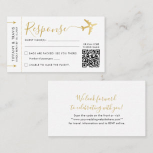 Modern Skript Boardingpass Biljett Mini QR RSVP Tilläggskort
