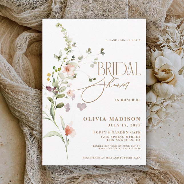 Modern Skript Boho Blomsterträdgård Bröllopsdusch Inbjudningar (Skapare uppladdad)