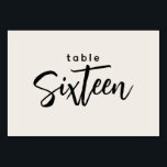 Modern skript Bord 16 sexton off-White Bröllop Bordsnummer<br><div class="desc">Modern skript Bord 16 Sexton off-White Bröllop eller Middag Party Bordsnummer. Sexton skrivs ut i ett handskrivet teckensnitt med trendigets chic. Bakgrunden färg i det här bordsnumret är redigerbar för färg. Klicka bara på knappen Anpassa ytterligare för att välja färg som du vill använda. En snyggt som ändå är enkel...</div>