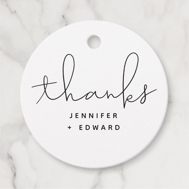 Modern skript Bröllop Black and White Gåvor Etiketter (Framsida)