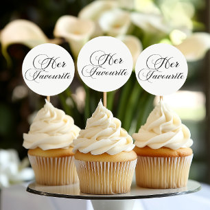 Modern skript Bröllop Cake Topper för henne Runt Klistermärke