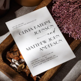 Modern skript Bröllop | Minimalt foto + QR-kod Inbjudningar