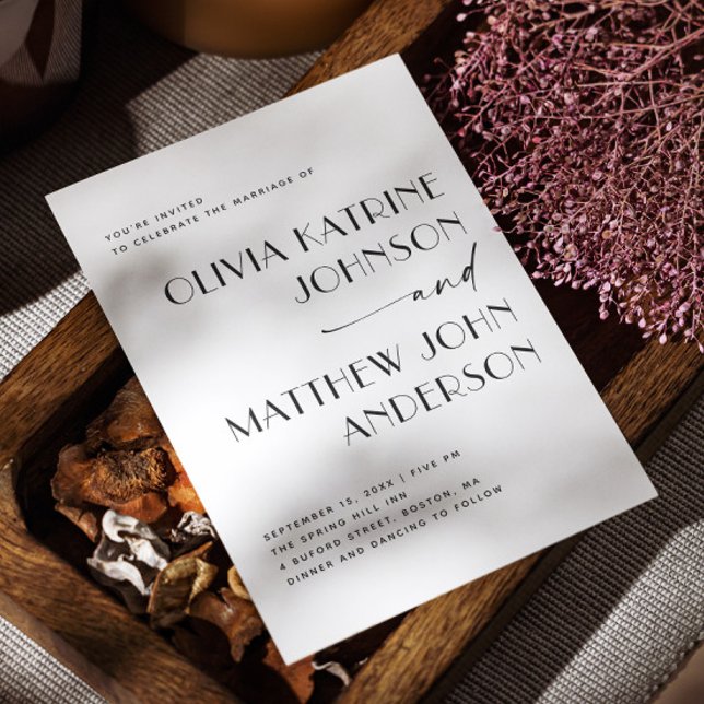 Modern skript Bröllop | Minimalt foto + QR-kod Inbjudningar (Skapare uppladdad)