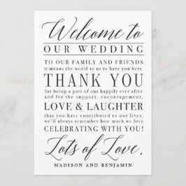 Modern skript Bröllop Välkommen Tack Brev Kort