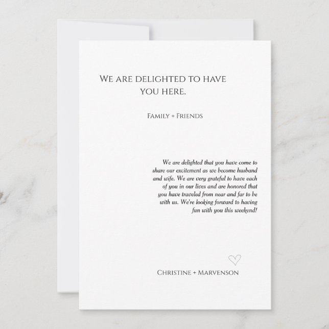 Modern skript bröllop välkomnar & resa helg inbjudningar (Framsida)