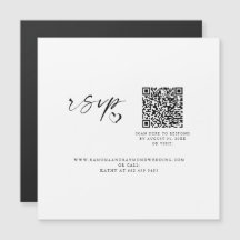 Modern Skript Bröllopswebbplats QR-kod Magnetkort