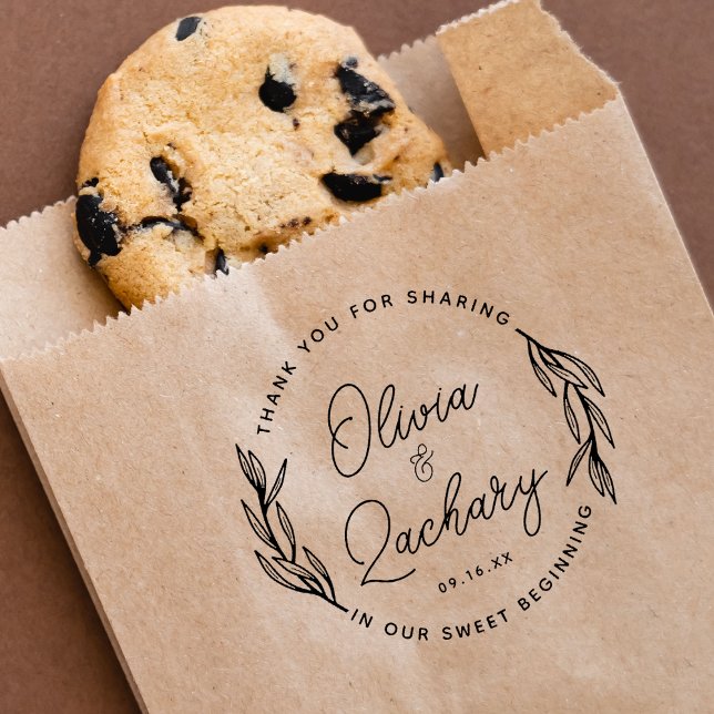 Modern skript, cirkulär Bröllop Tack Stämpel (Modern Script Circular Wedding Thank You Rubber Stamp)