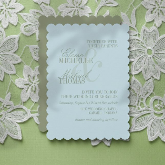 Modern Skript Citrus Blå Formell Bröllop Inbjudningar (Invite guest to your big day with this Modern Script Citrus Blue Formal Wedding Invitation! )