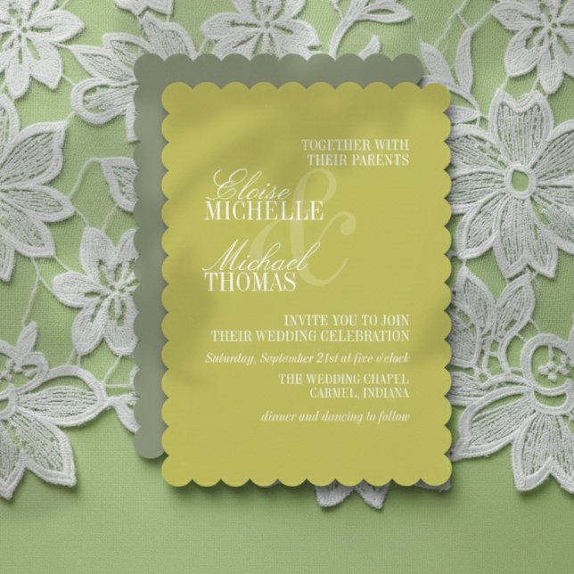 Modern Skript Citrusgrön Formell Bröllop Inbjudningar (Invite guest to your big day with this Modern Script Sage Green Formal Wedding Invitation! )