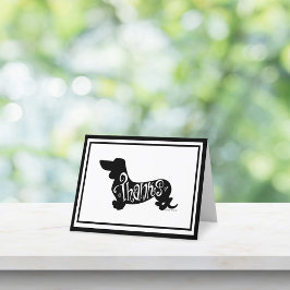 Modern skript Dachshund Black White Blank Foldad Tack Kort