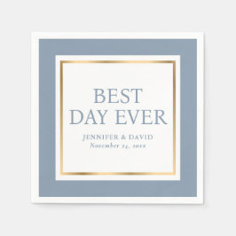 Modern skript Dusty Blue Guld Bröllop Napkins Pappersservett