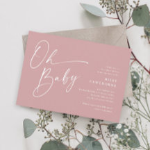 Modern skript Dusty Rosa Girl Baby Shower