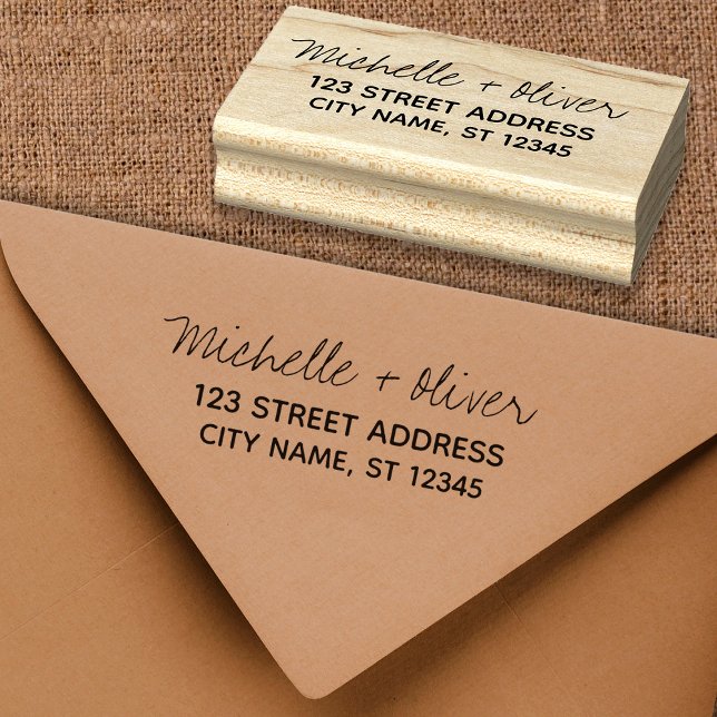 Modern skript, egna namn Bröllop par Adress Stämpel (Skapare uppladdad)