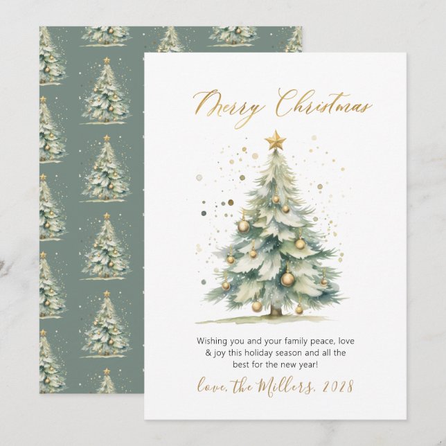 Modern skript, ej foto-Julgran Julkort (Fram/baksida)