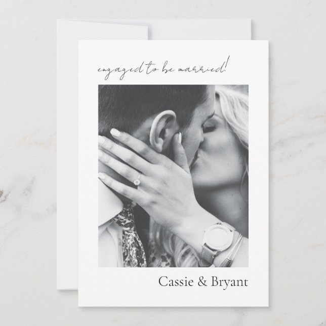 Modern Skript Elegant Minimal Bröllopsförlovning Meddelande (Framsida)