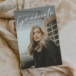 Modern Skript Enkel Foto Examen Magnetisk Inbjudningskort