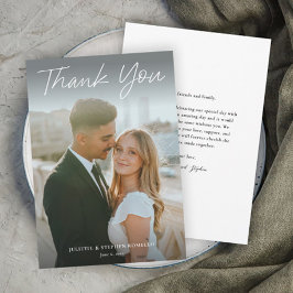 Modern skript - enkelt foto Bröllop Tack Kort