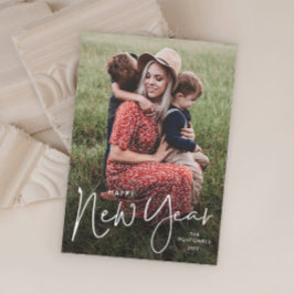 Modern skript - enkelt fotonytt år julkort